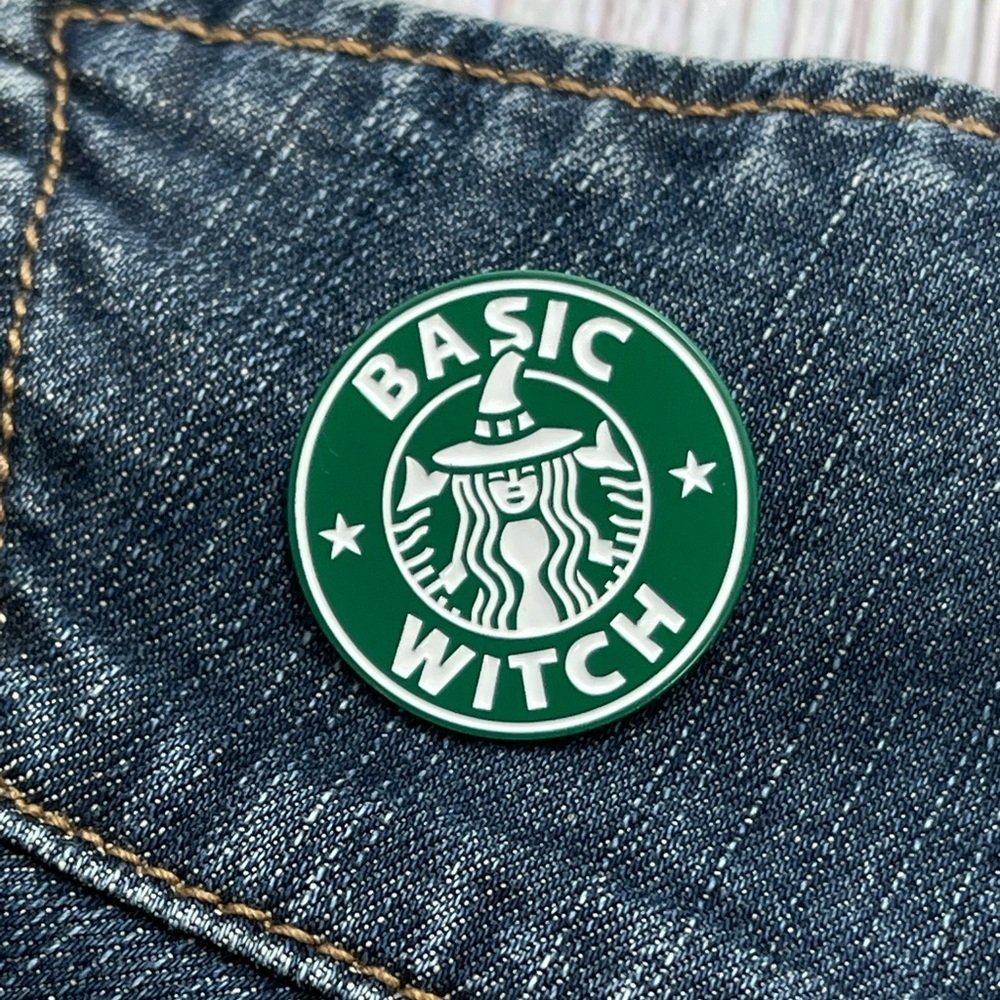 Fun Basic Witch Quote Enamel Pin Brooch - Picture 3 of 4
